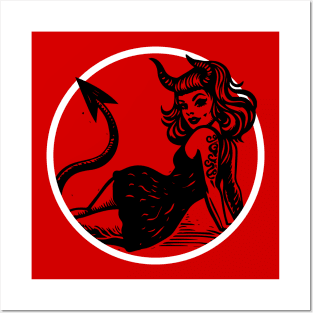 Devil Girl Linocut Posters and Art